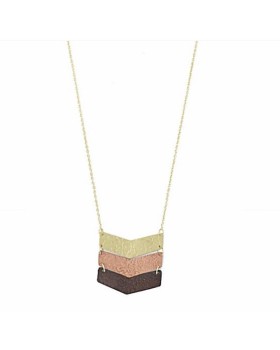 Three tone embossed chain necklace